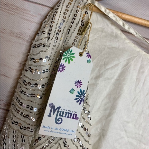 Show me your Mumu embellished sequin Iggy mini dress Frost nwt size small - Picture 9 of 13